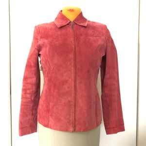 Pritti Kristen Blake Suede Genuine Leather Jacket Size S Pink classic zippered